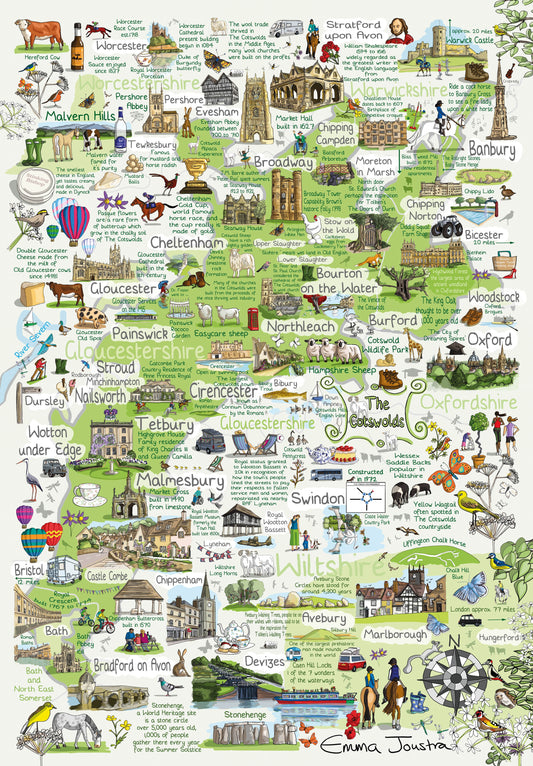 Cotswolds Map 1000 Piece Jigsaw Puzzle