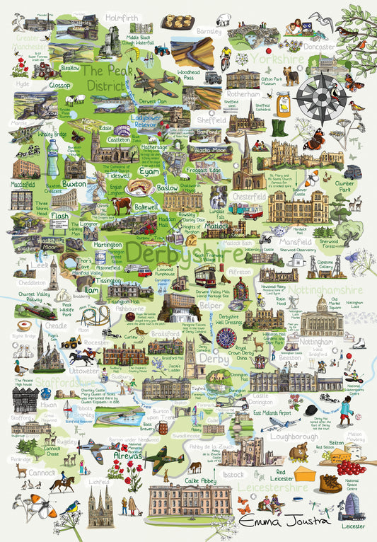 Derbyshire Map 1000 Piece Jigsaw Puzzle
