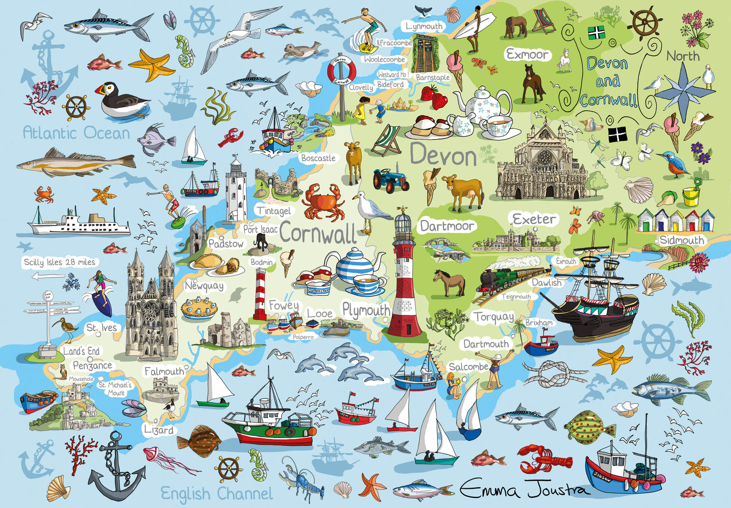Devon and Cornwall Map 1000 Piece Jigsaw Puzzle