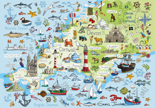 Devon and Cornwall Map 1000 Piece Jigsaw Puzzle