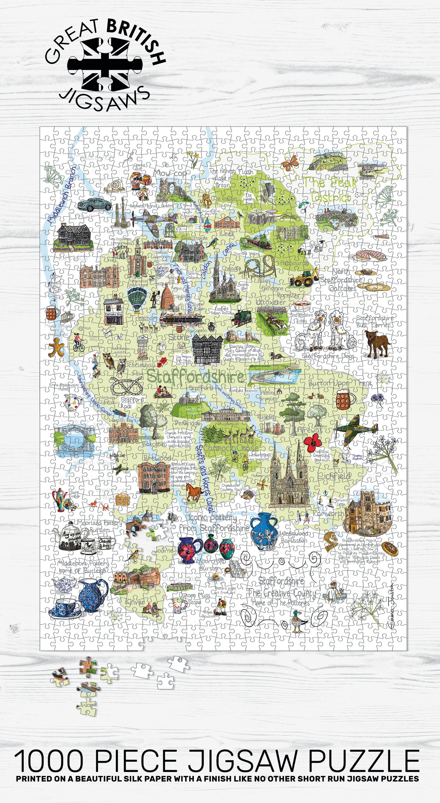Staffordshire Map 1000 Piece Jigsaw Puzzle
